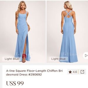 JJs House A-line Light Blue Chiffon Bridesmaid Dress